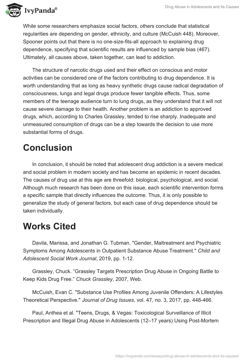 Drug Abuse in Adolescents and Its Causes. Page 2