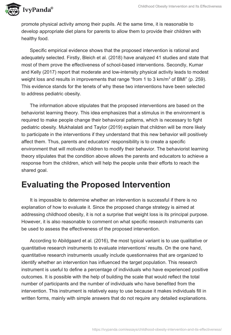 Childhood Obesity Intervention and Its Effectiveness. Page 5