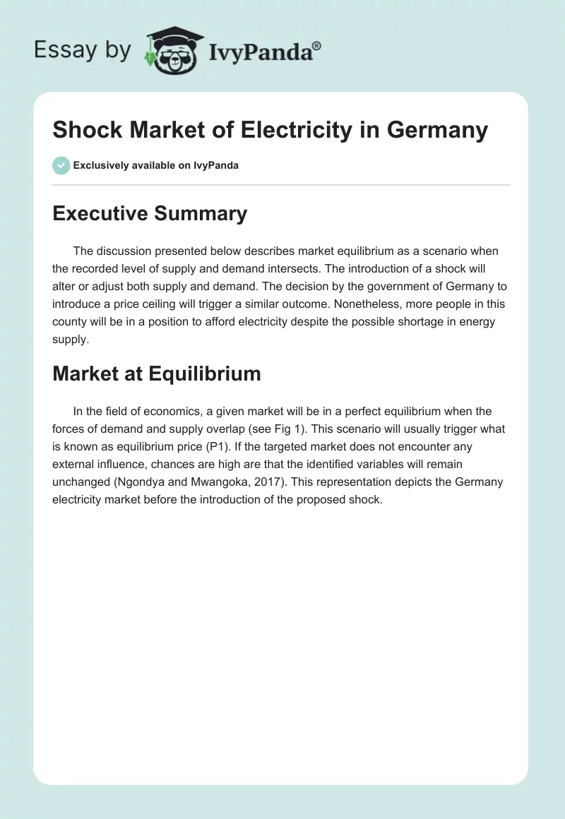 Shock Market of Electricity in Germany. Page 1