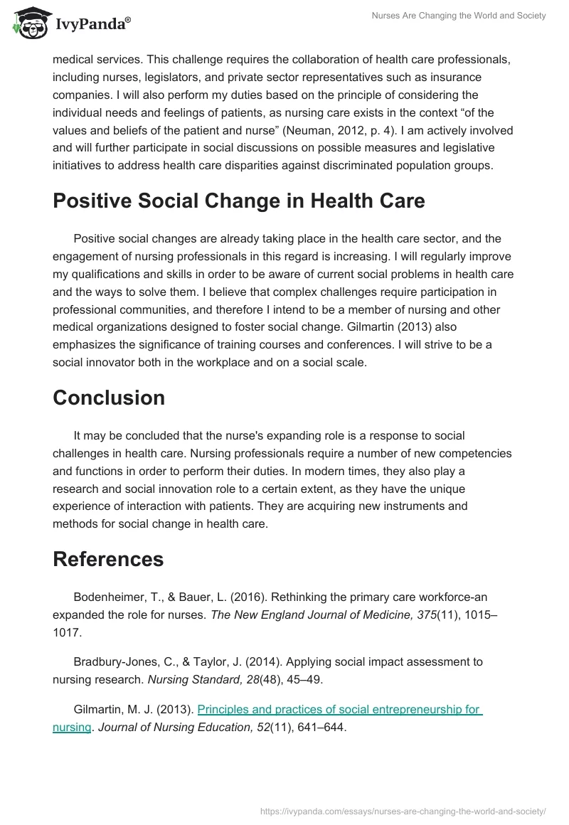 Nurses Are Changing the World and Society. Page 2