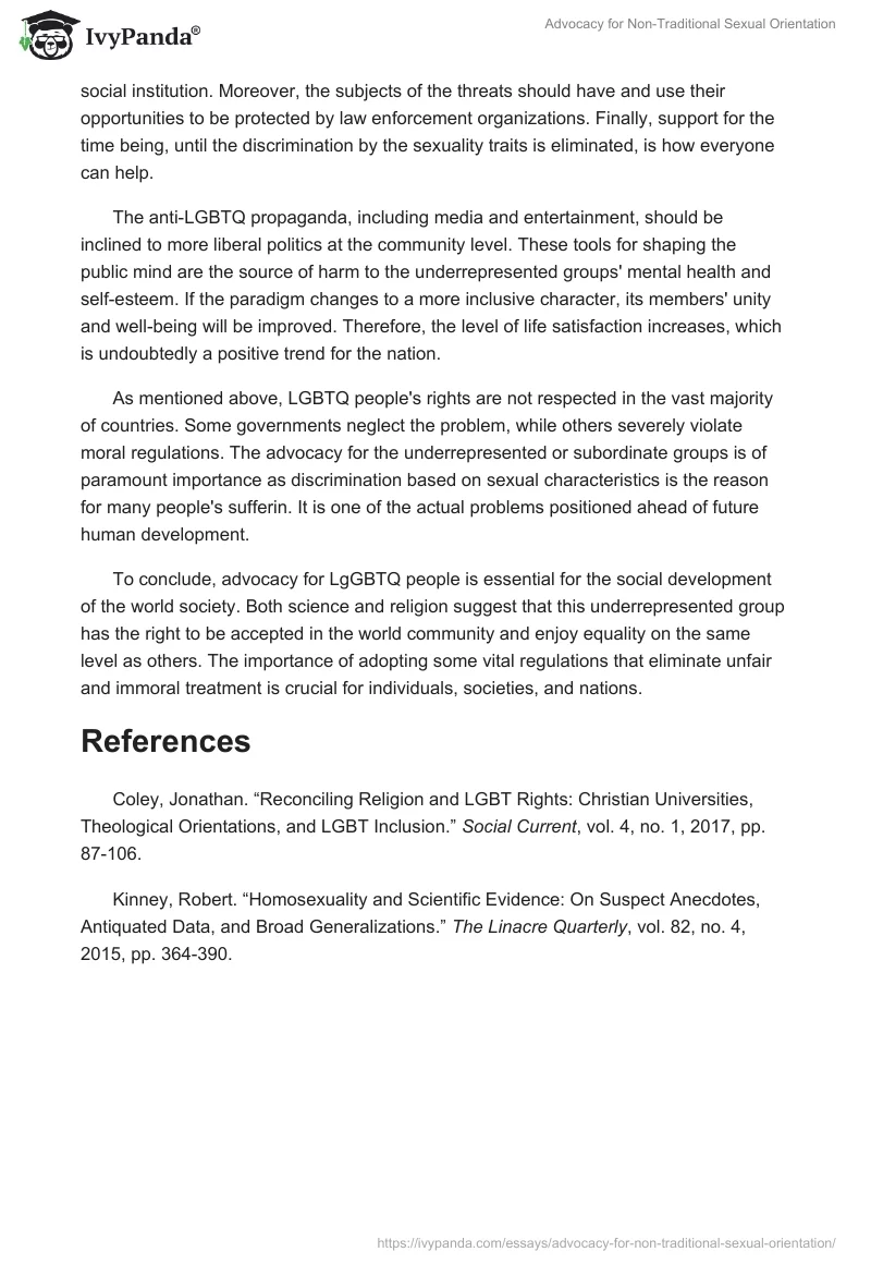 Advocacy for Non-Traditional Sexual Orientation. Page 2
