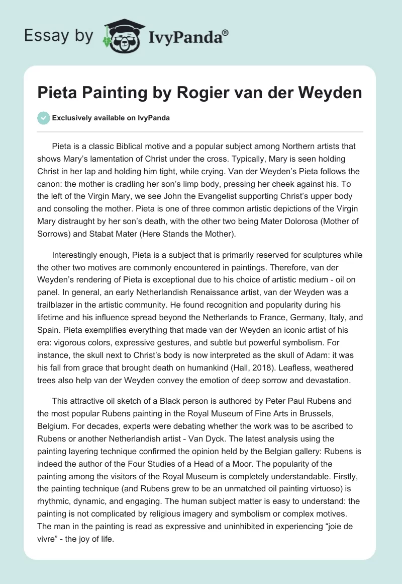"Pieta" Painting by Rogier van der Weyden. Page 1