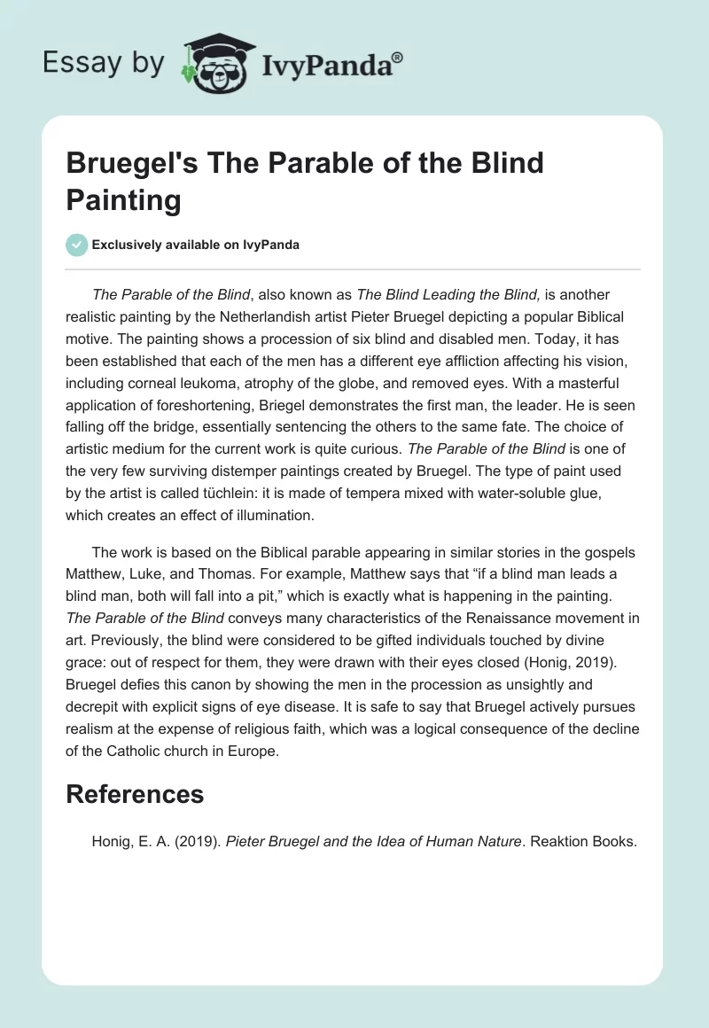 Bruegel's "The Parable of the Blind" Painting. Page 1