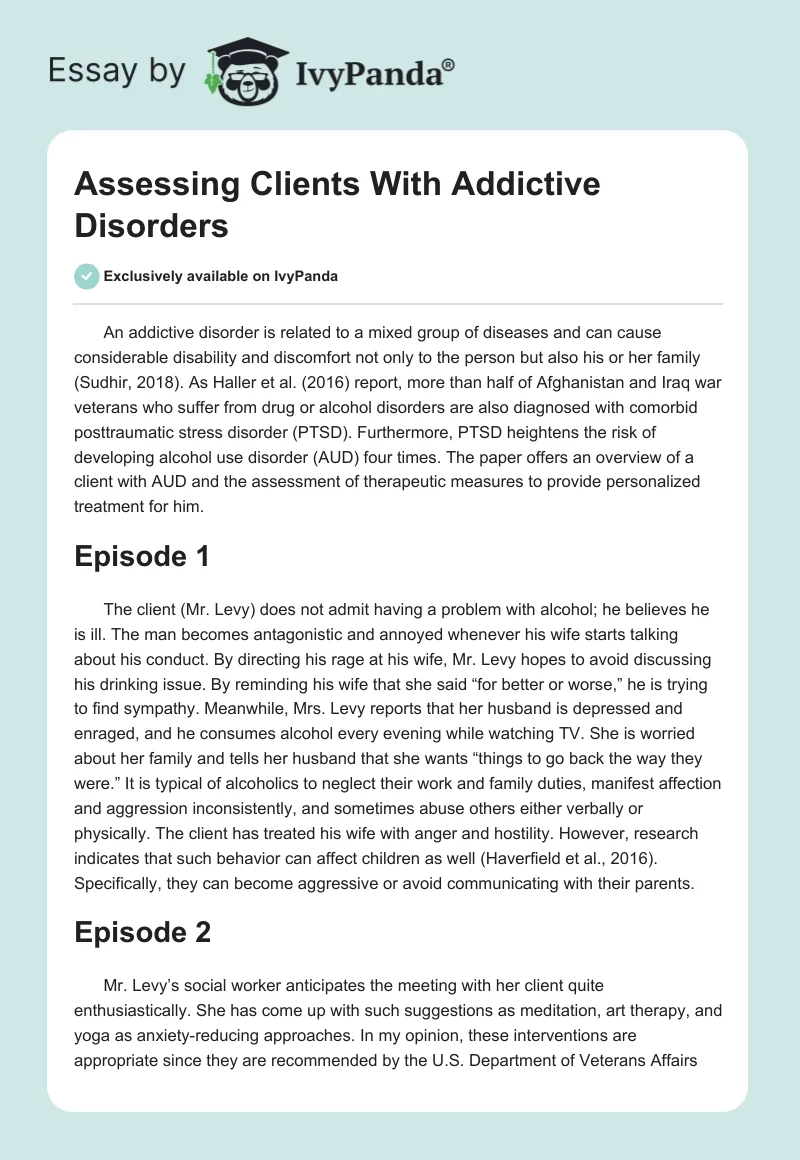 Assessing Clients With Addictive Disorders. Page 1