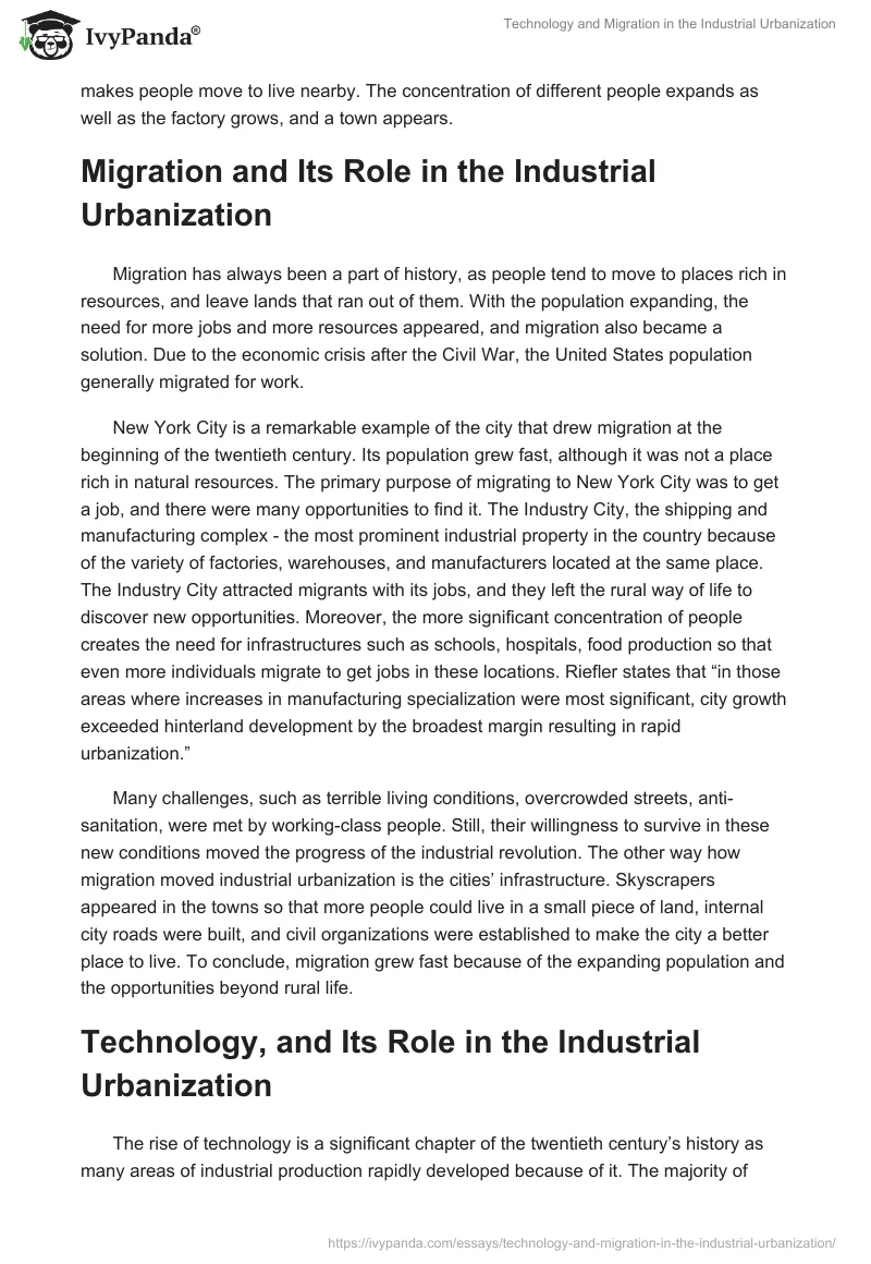 Technology and Migration in the Industrial Urbanization. Page 2