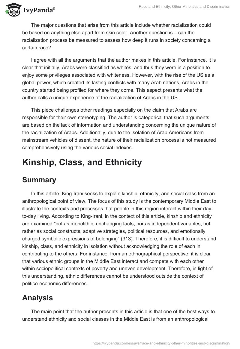 Race and Ethnicity, Other Minorities and Discrimination. Page 2