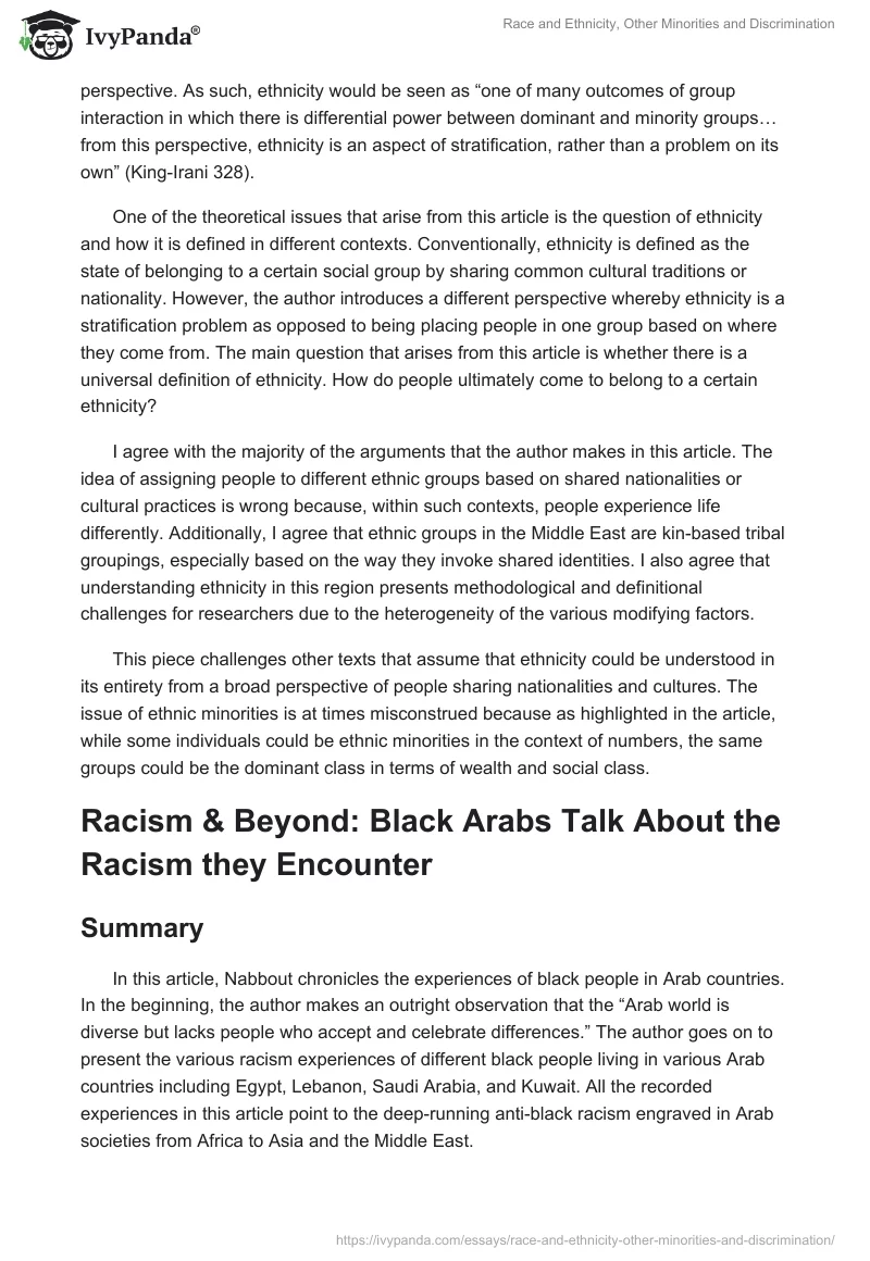 Race and Ethnicity, Other Minorities and Discrimination. Page 3