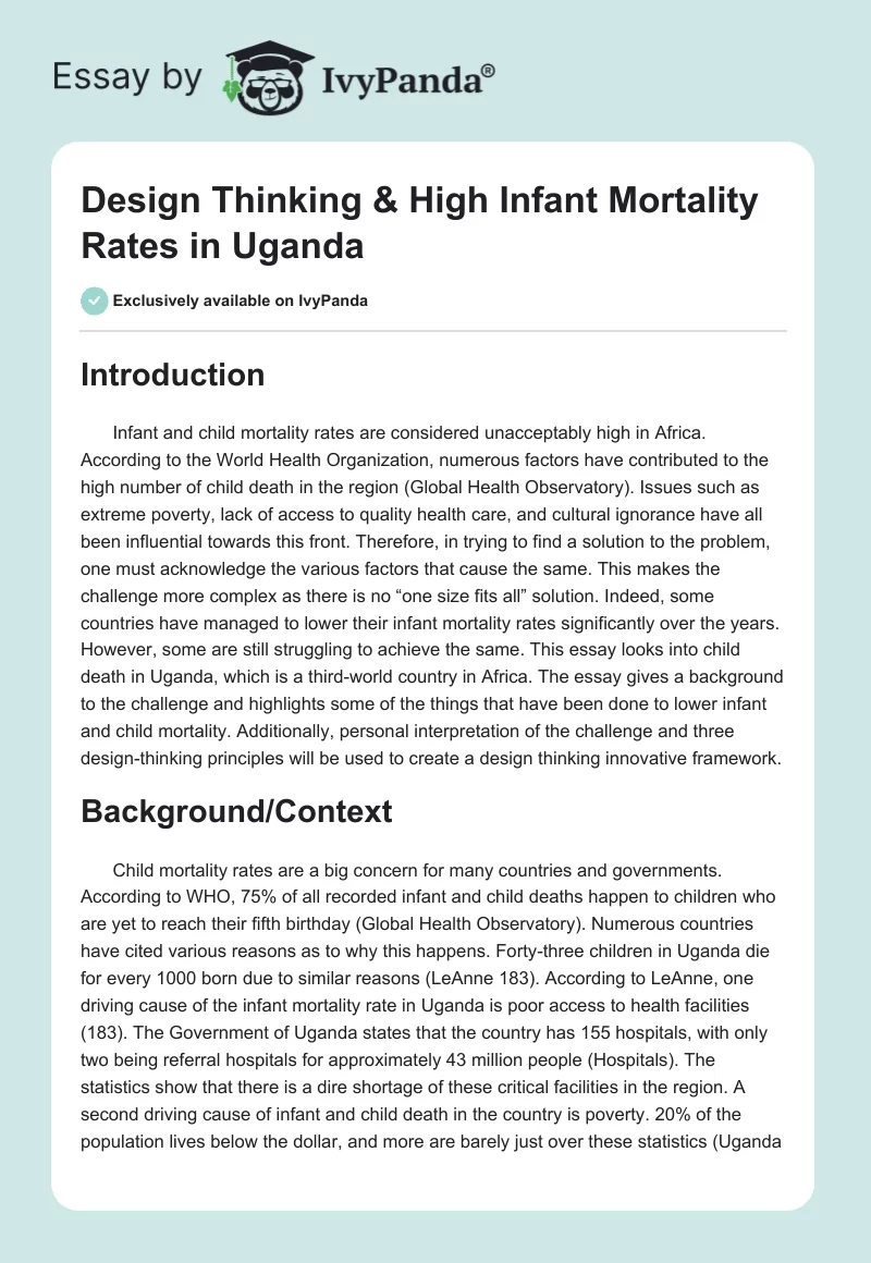 Design Thinking & High Infant Mortality Rates in Uganda. Page 1