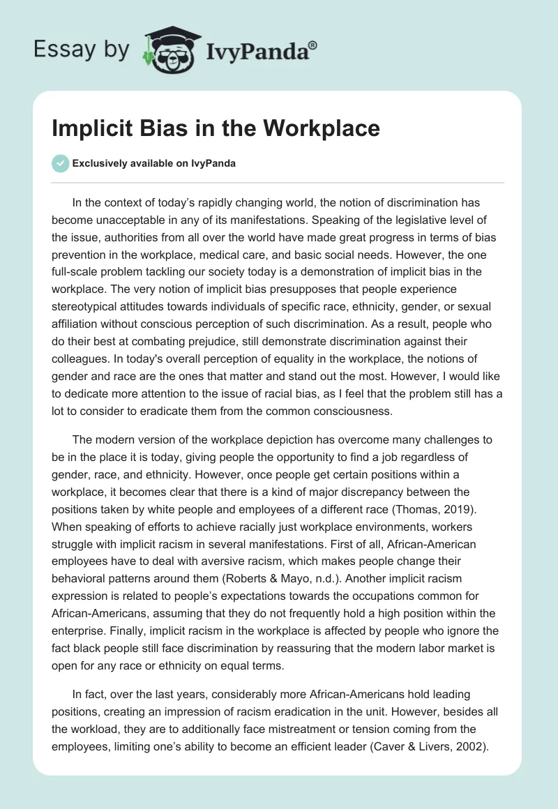 implicit bias essay examples