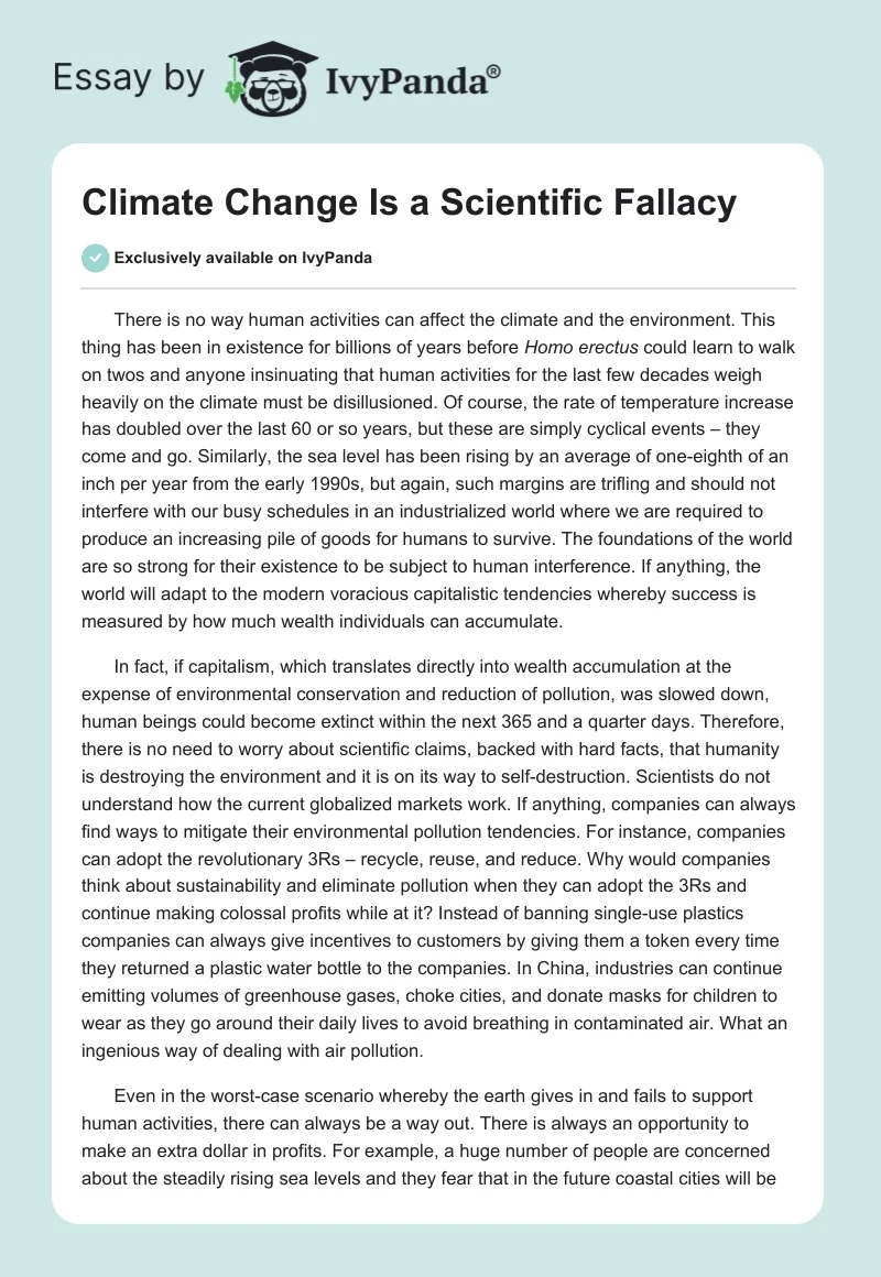 Climate Change Is a Scientific Fallacy. Page 1
