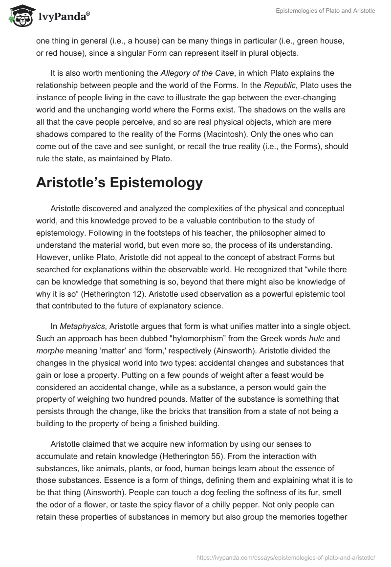 Epistemologies of Plato and Aristotle. Page 2