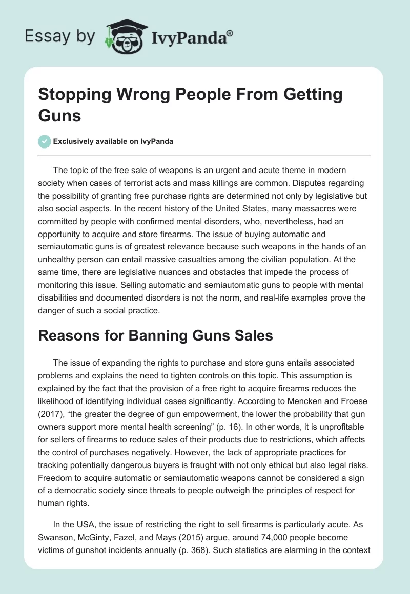 Stopping Wrong People From Getting Guns. Page 1