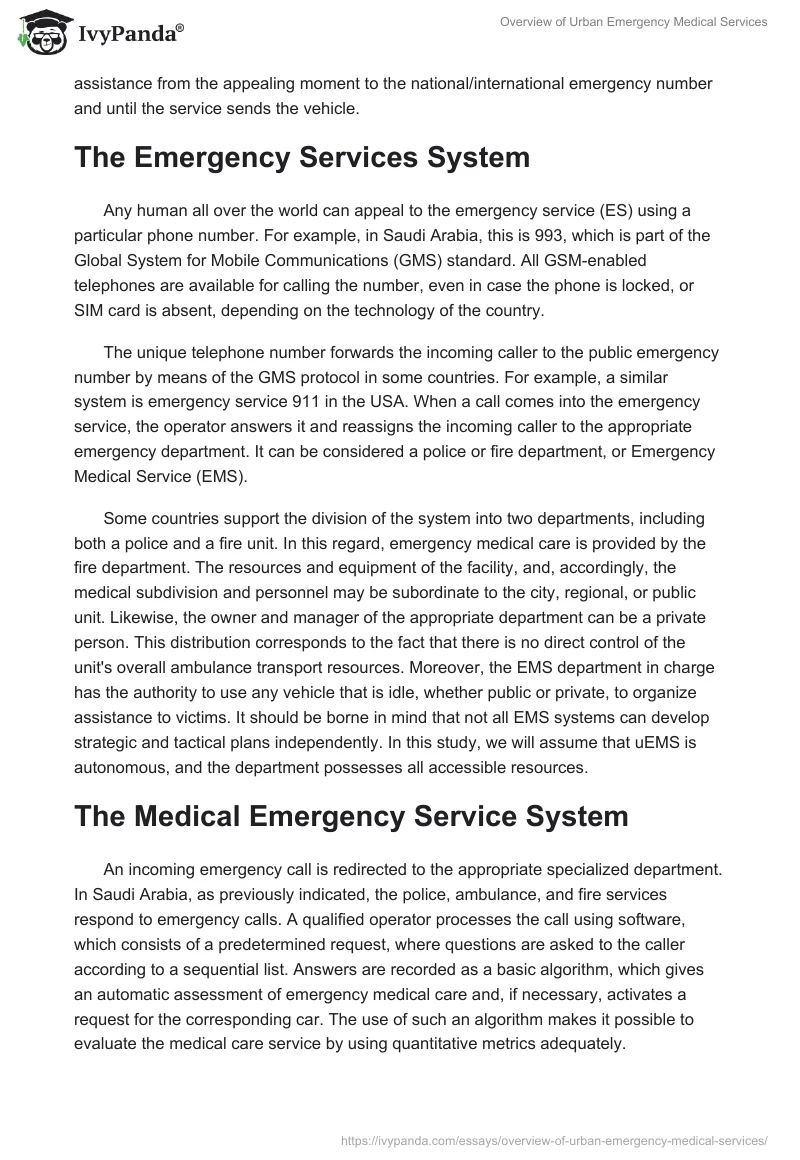 Overview of Urban Emergency Medical Services. Page 2