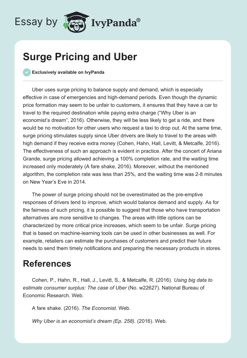 Surge Pricing and Uber. Page 1
