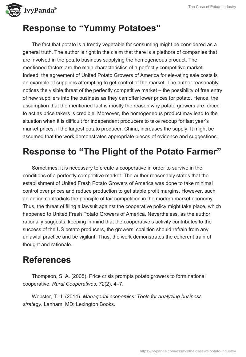 The Case of Potato Industry. Page 2