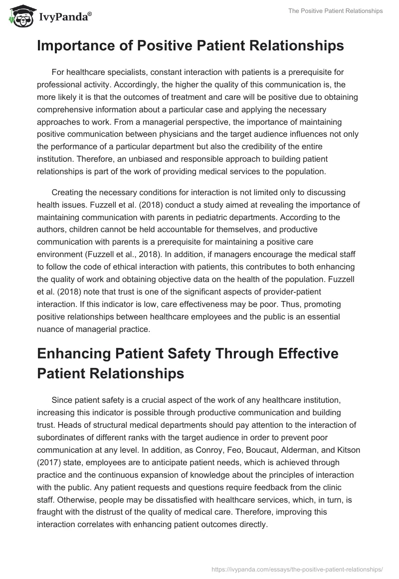 The Positive Patient Relationships. Page 2