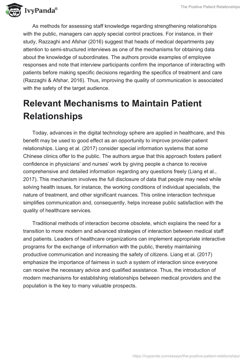 The Positive Patient Relationships. Page 3