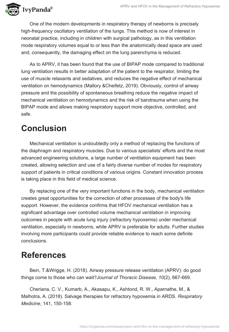 APRV and HFOV in the Management of Refractory Hypoxemia. Page 5