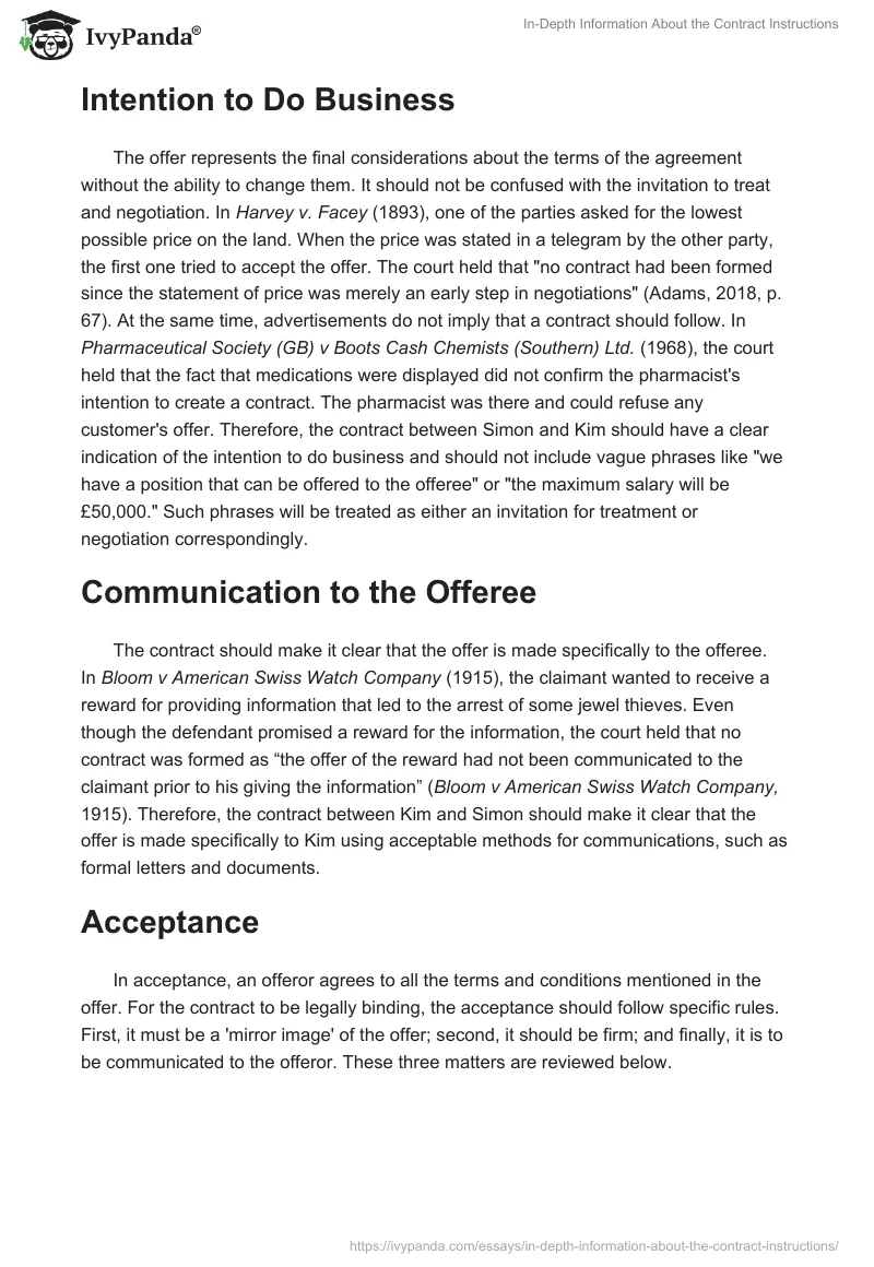 In-Depth Information About the Contract Instructions. Page 2