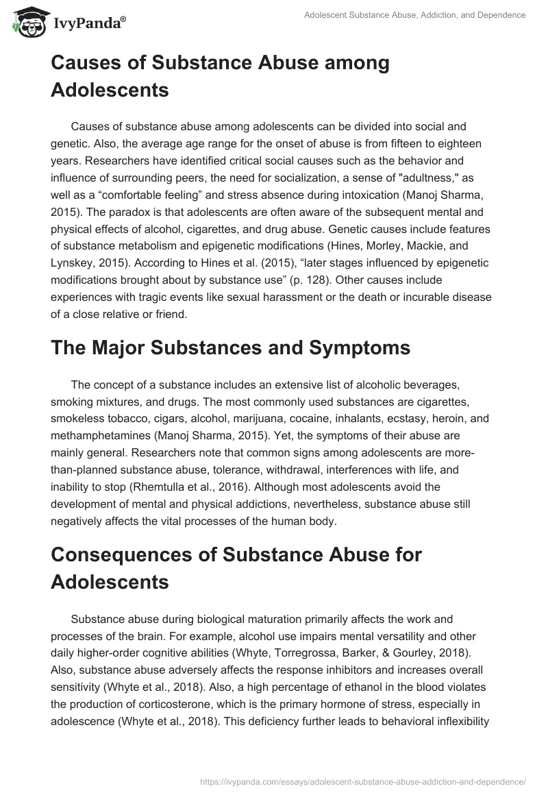Adolescent Substance Abuse, Addiction, and Dependence. Page 2