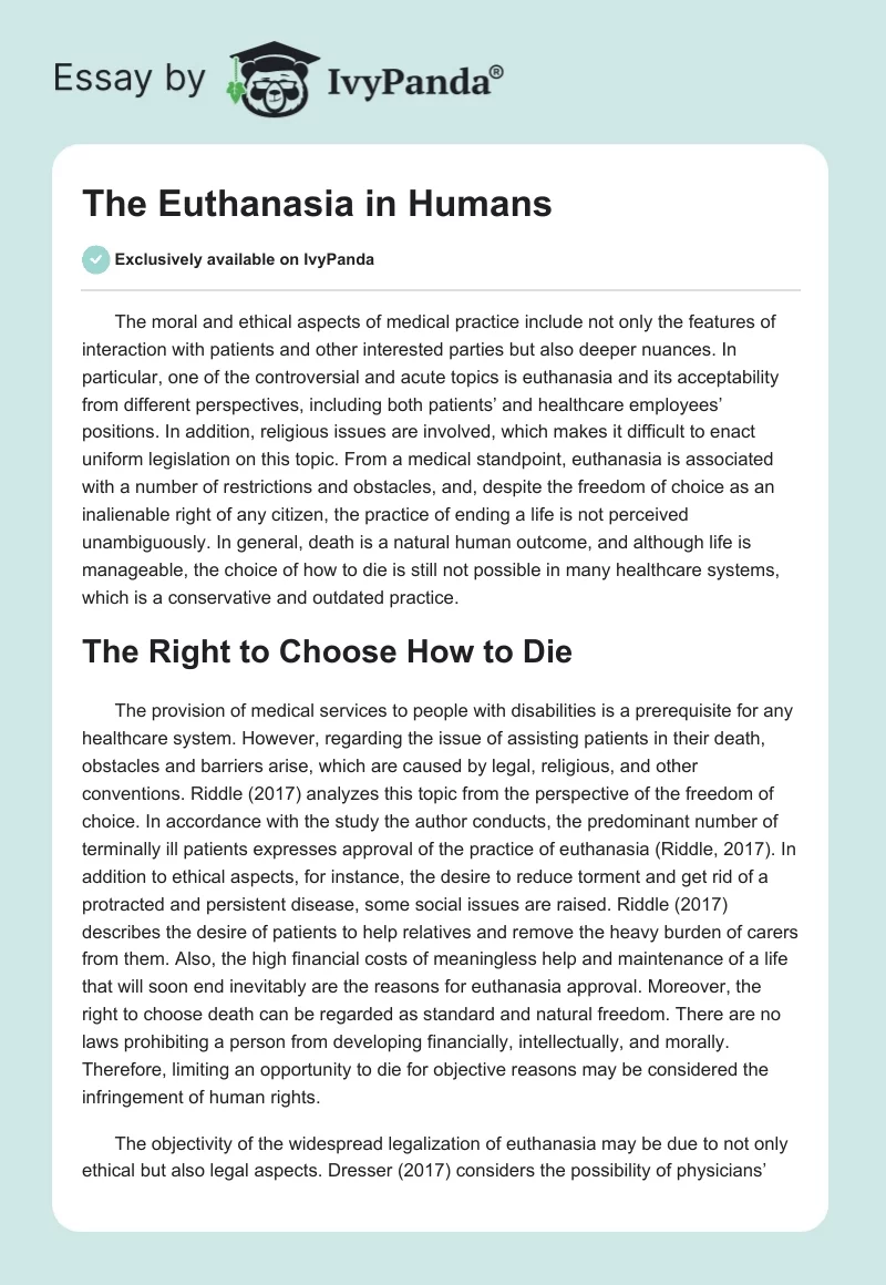 The Euthanasia in Humans. Page 1