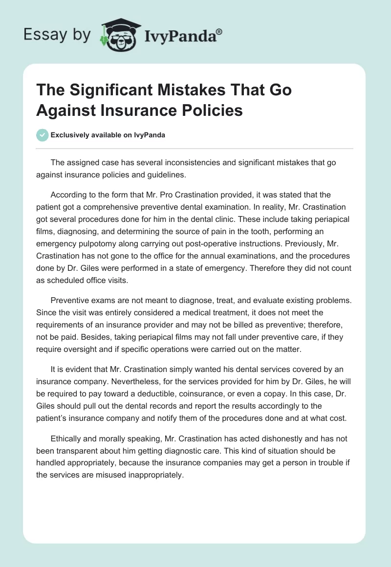 The Significant Mistakes That Go Against Insurance Policies. Page 1