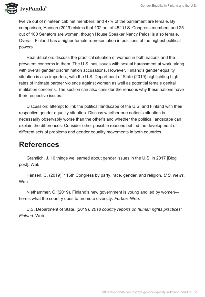 Gender Equality in Finland and the U.S.. Page 2