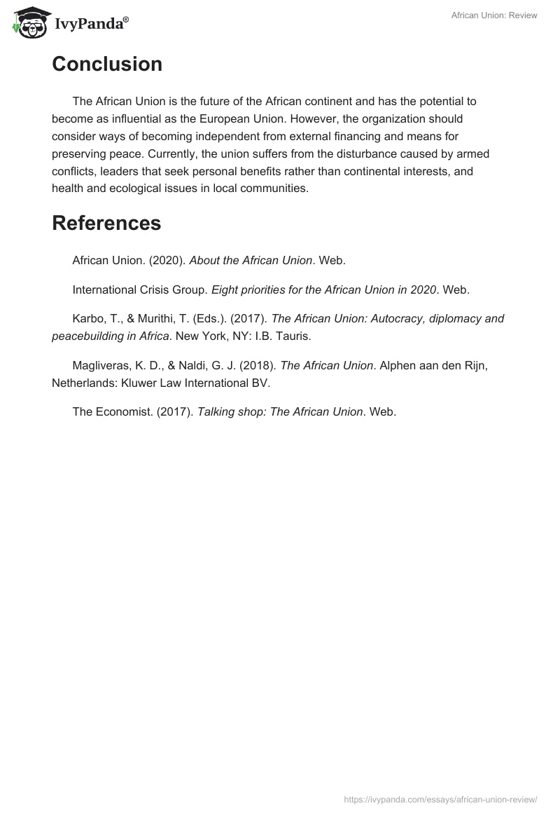 African Union: Review. Page 5