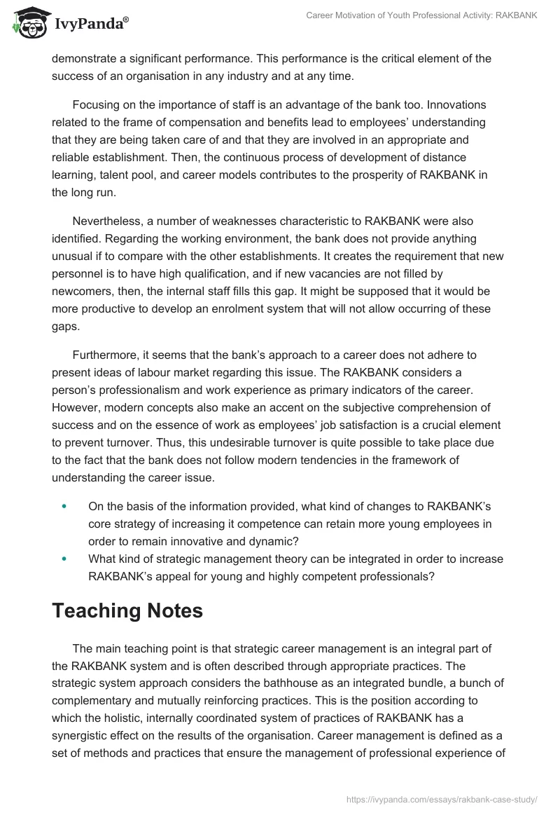 Career Motivation of Youth Professional Activity: RAKBANK. Page 4