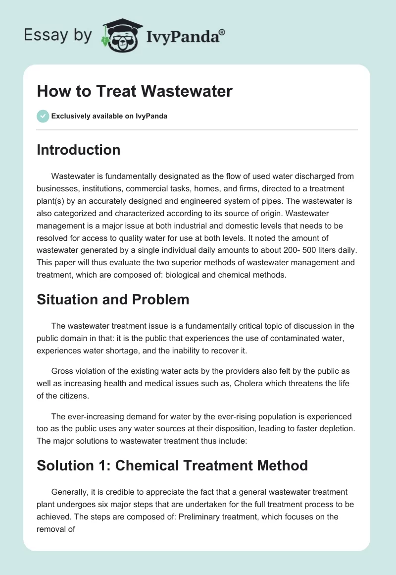 How to Treat Wastewater. Page 1