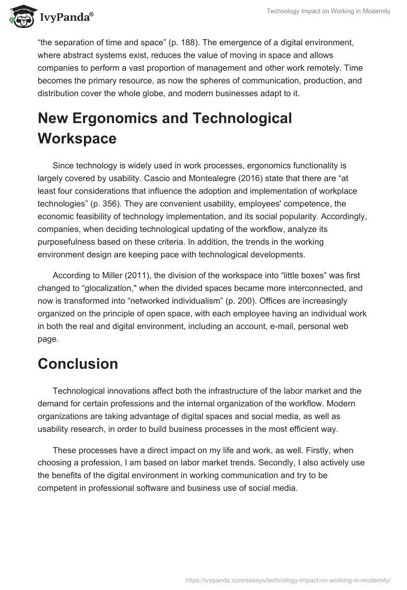 Technology Impact on Working in Modernity. Page 2
