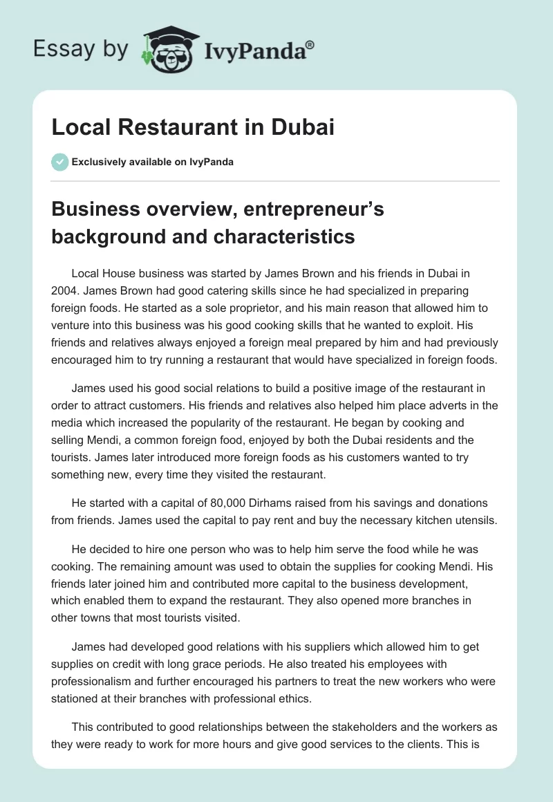 Local Restaurant in Dubai. Page 1