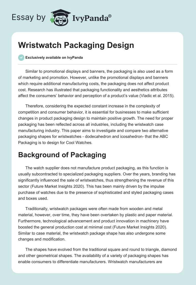 Wristwatch Packaging Design. Page 1