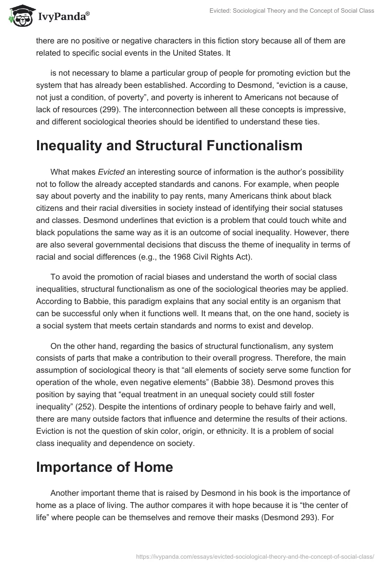 Evicted: Sociological Theory and the Concept of Social Class. Page 2