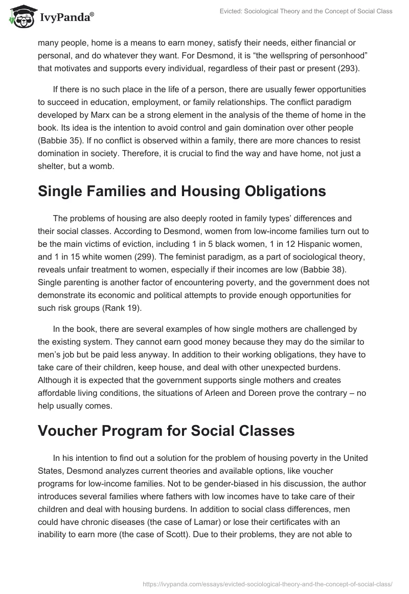 Evicted: Sociological Theory and the Concept of Social Class. Page 3