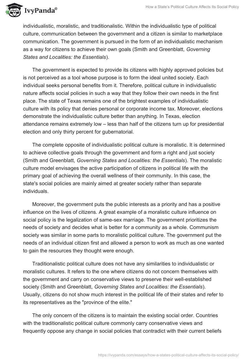 How a State’s Political Culture Affects Its Social Policy. Page 2
