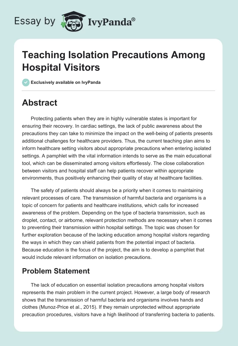 Teaching Isolation Precautions Among Hospital Visitors. Page 1
