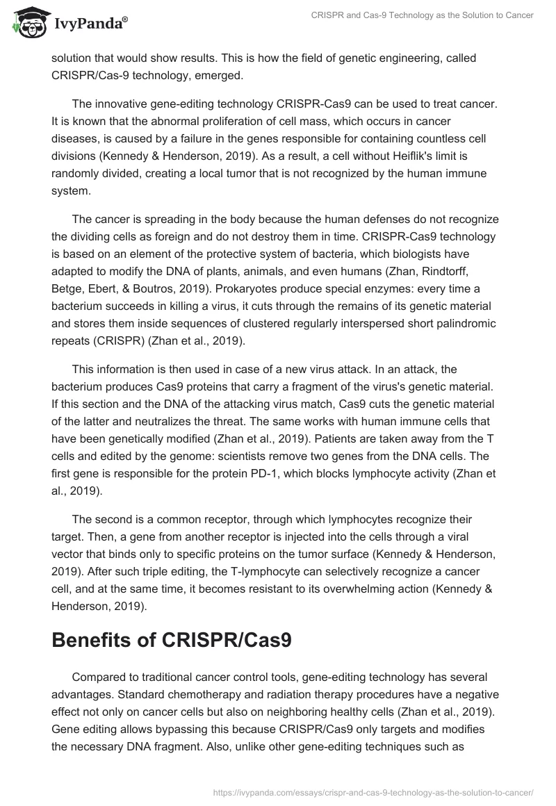 CRISPR and Cas-9 Technology as the Solution to Cancer. Page 2