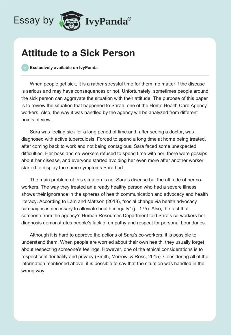 Attitude to a Sick Person. Page 1