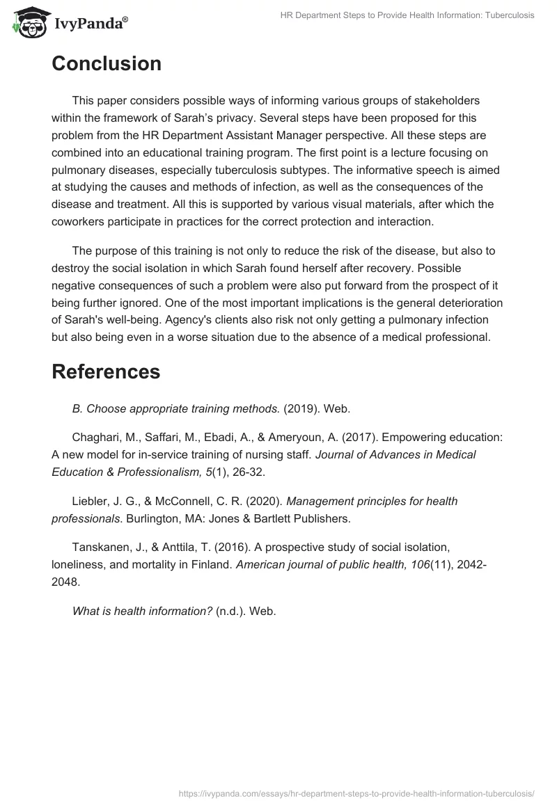 HR Department Steps to Provide Health Information: Tuberculosis. Page 3