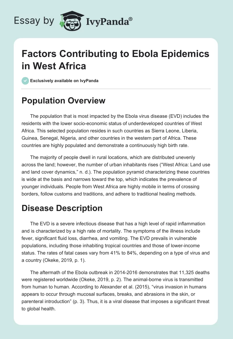 Factors Contributing to Ebola Epidemics in West Africa. Page 1