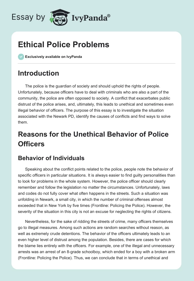 Ethical Police Problems. Page 1