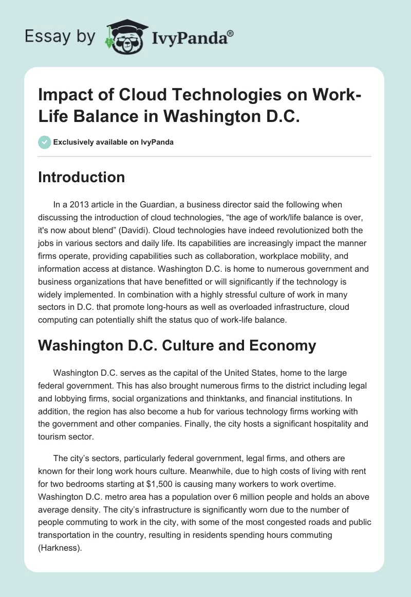Impact of Cloud Technologies on Work-Life Balance in Washington D.C.. Page 1