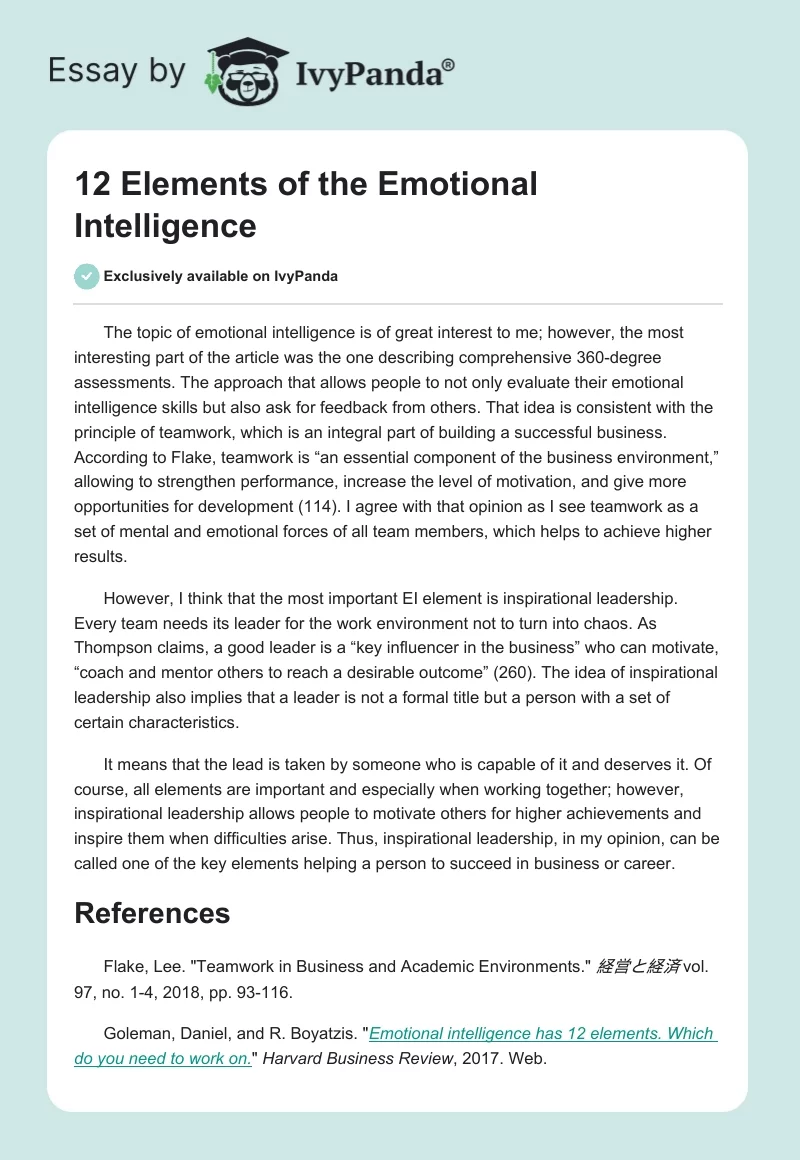 12 Elements of the Emotional Intelligence. Page 1