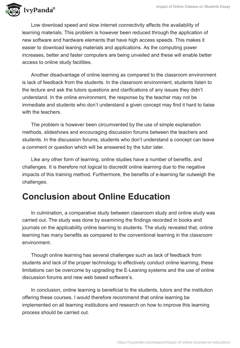 impact of online education on students research paper