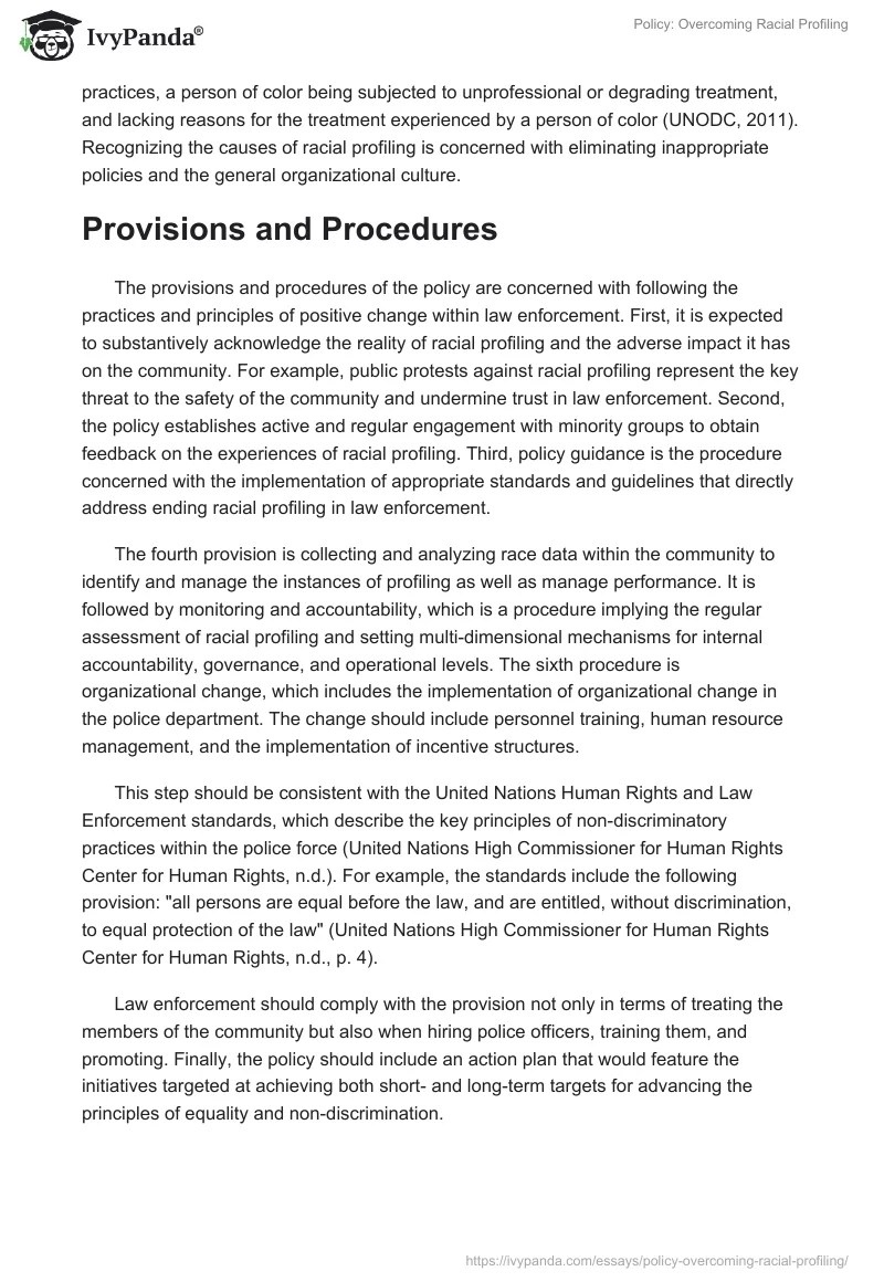 Policy: Overcoming Racial Profiling. Page 2