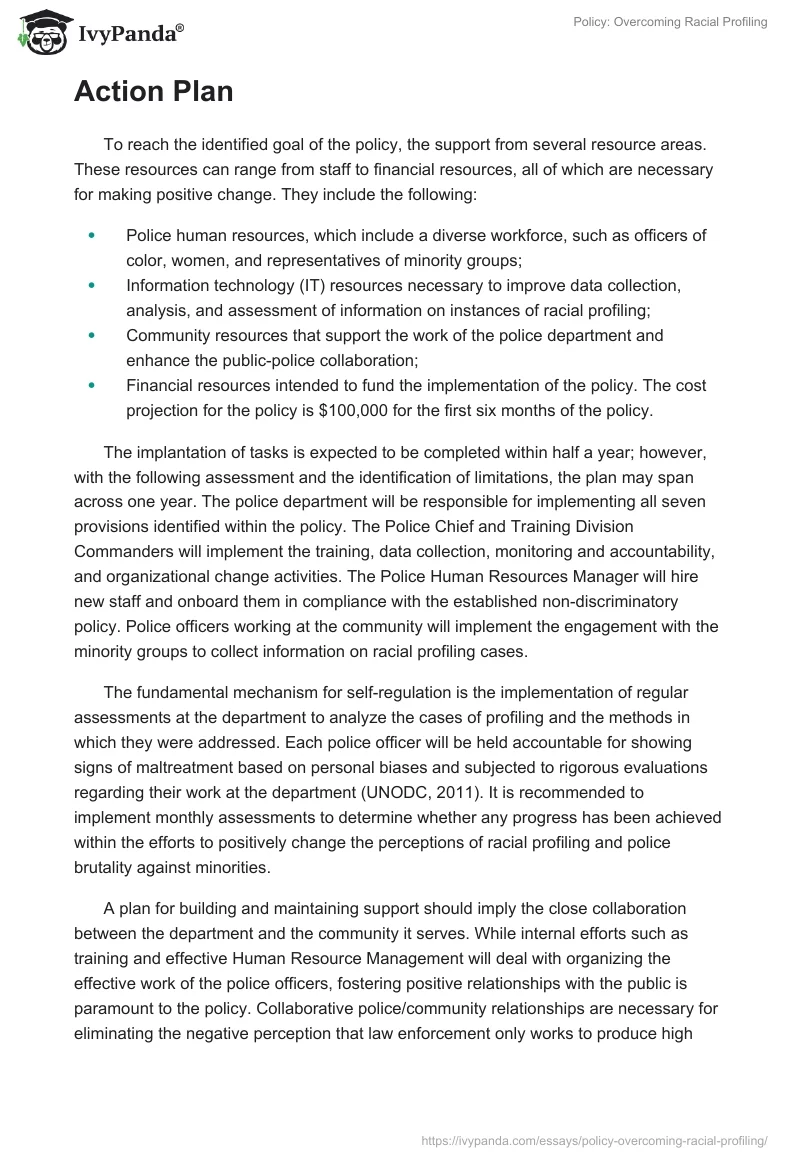 Policy: Overcoming Racial Profiling. Page 3