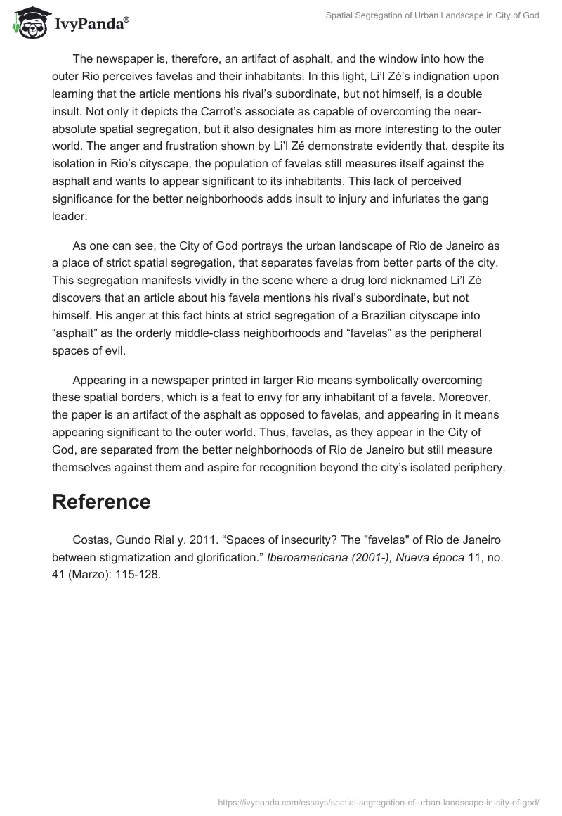 Spatial Segregation of Urban Landscape in City of God. Page 3