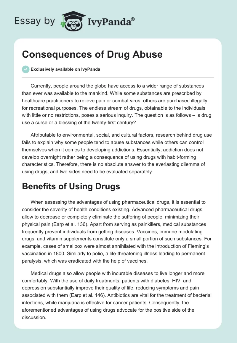 Consequences of Drug Abuse. Page 1