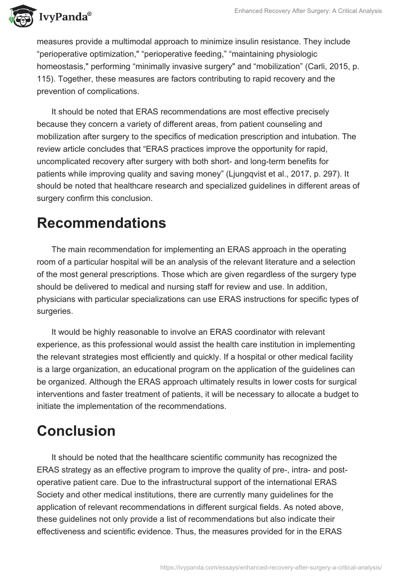 Enhanced Recovery After Surgery: A Critical Analysis. Page 4
